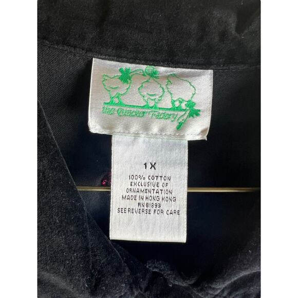 The Quacker Factory Velvet Roses Floral Embroidered Jacket Black Plus Size 1X - Picture 6 of 10